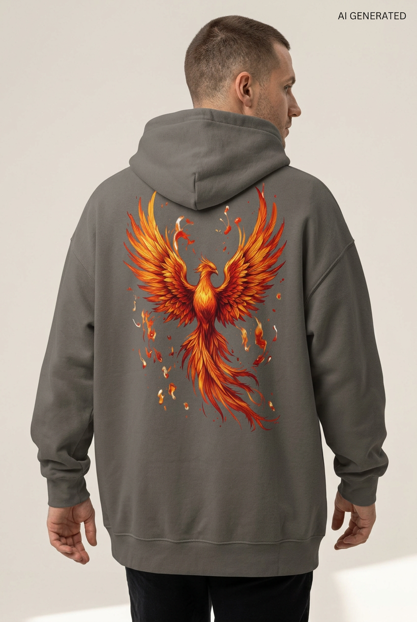 Feuer-Phönix-Hoodie Asphalt, Mann